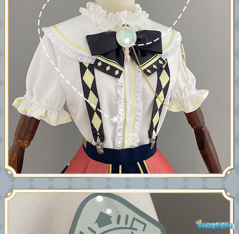 Anime Virtual YouTuber Ace Taffy Cosplay Costume VTuber British Style School Uniform Shirt Strap Dress Wig Woman Cute Party Suit