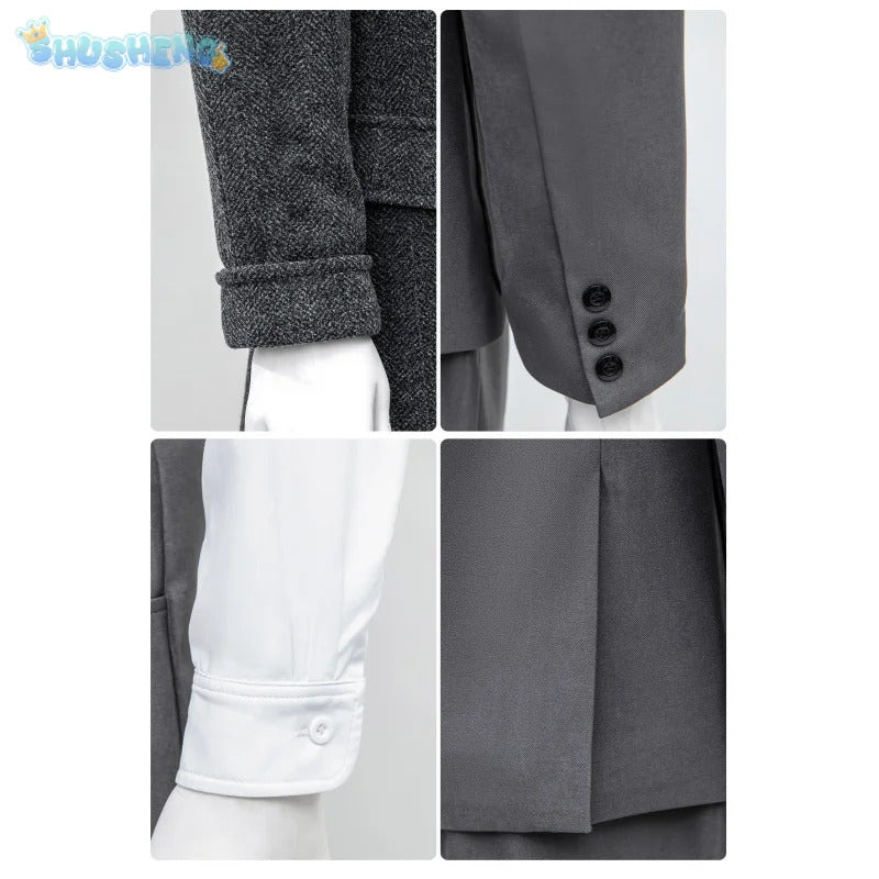 Shusheng-R Movie Noir Man Spider Cosplay Peter Parker Costume Man Fantasia suit coat vest for sale tie hat shoe set Halloween uniform