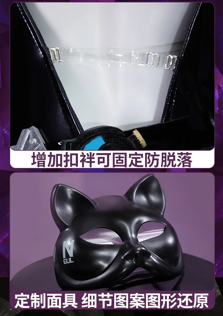 GODDESS OF VICTORY: NIKKE Quency Kansi Escape Queen Cosplay Costume Sexy black leather jumpsuit prop accessory Halloween set