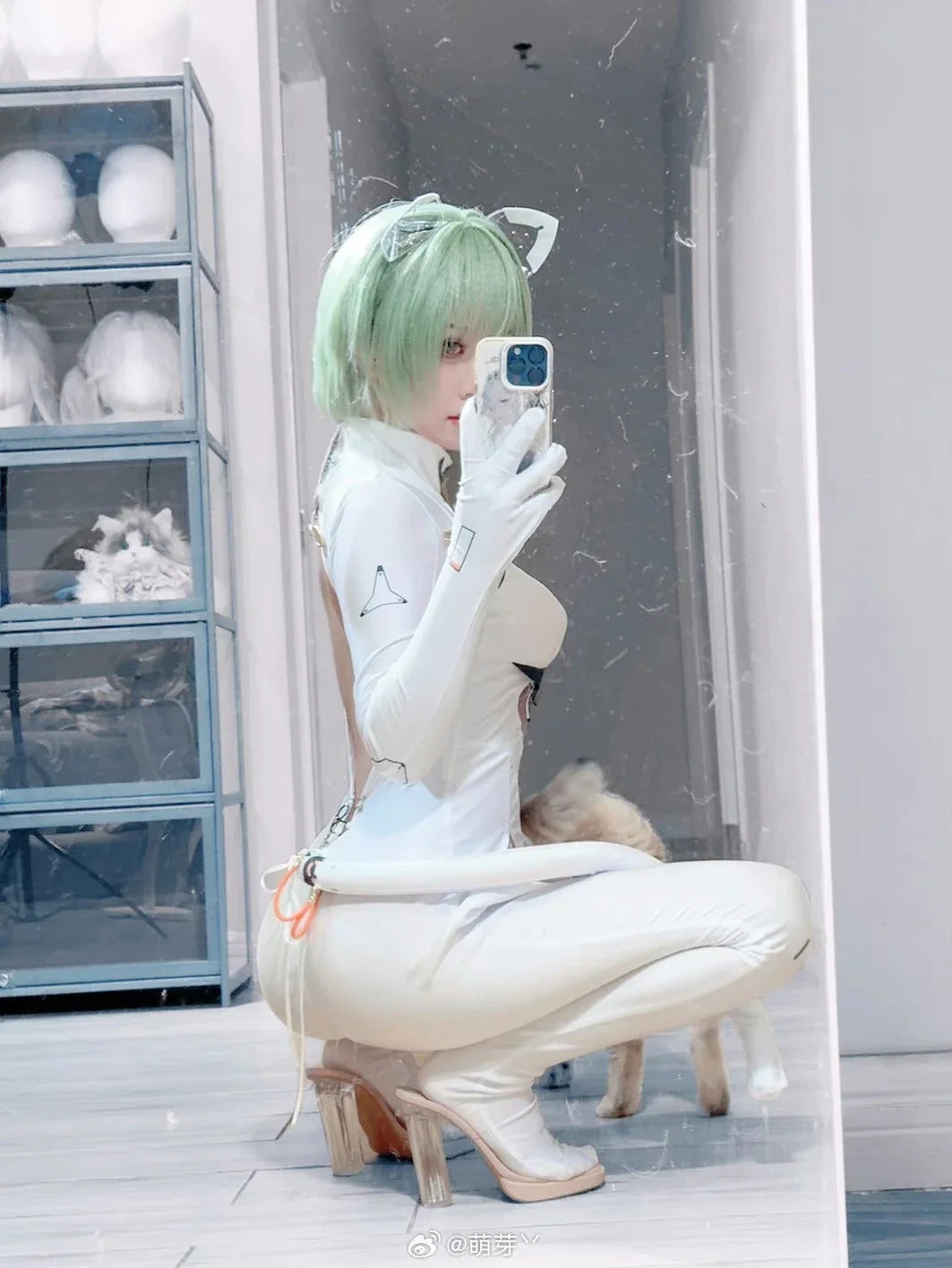 Game Azur Lane Admiral Nakhimov Cosplay Costume Women's sexy white tight fitting clothes tail props wig set Halloween uniform