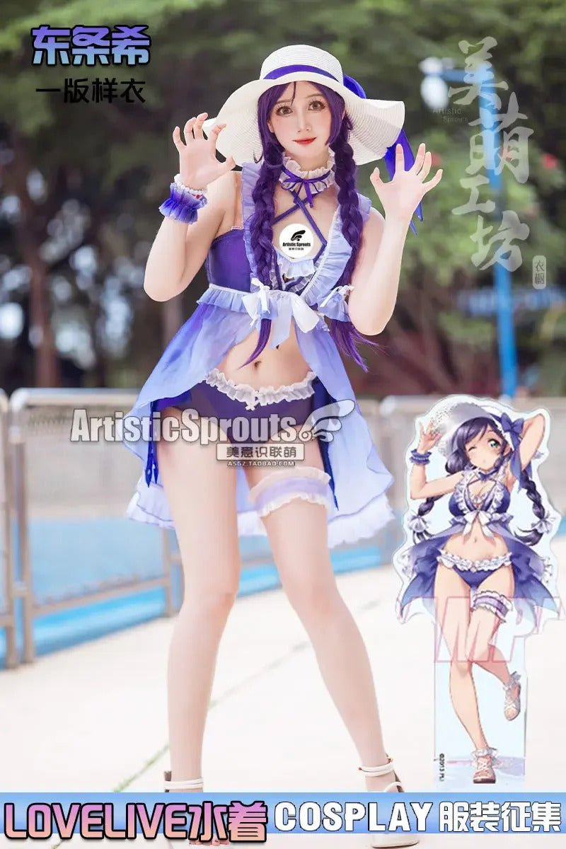 Anime Nozomi Tojo LoveLive! School idol project Cosplay Costume Women's Halloween sexy swimsuit dress necklace hat accessory set