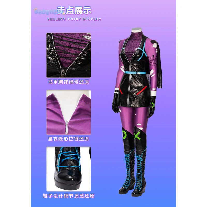 Punchline Cosplay Megamind Alexis Kaye Costume Halloween Carnival Sexy Lady Joker Outfit with Boots Custom Made Women Suit
