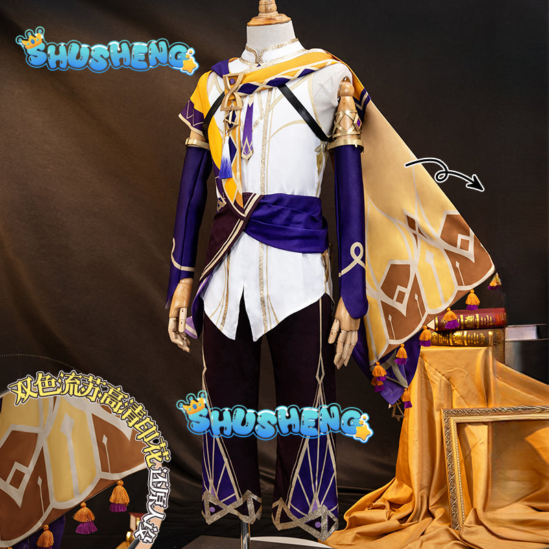 Anime Genshinimpact Sethos Cosplay Costume Albedo Wigs Suit Uniform Halloween Party Role Play Outfit for Men