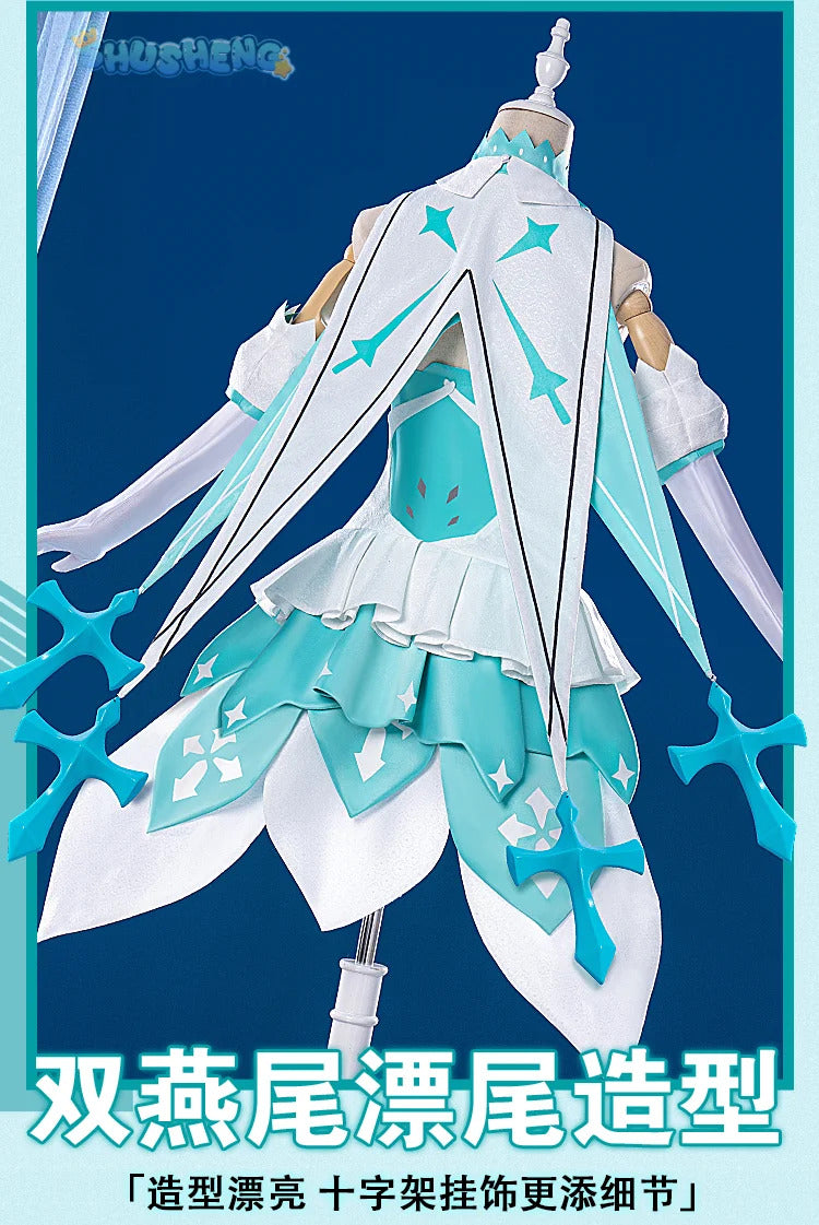 Honkai impact 3rd Kiana kaslana winter Princess cosplay costume cloak and Crown props full set uniform Carnival Halloween set