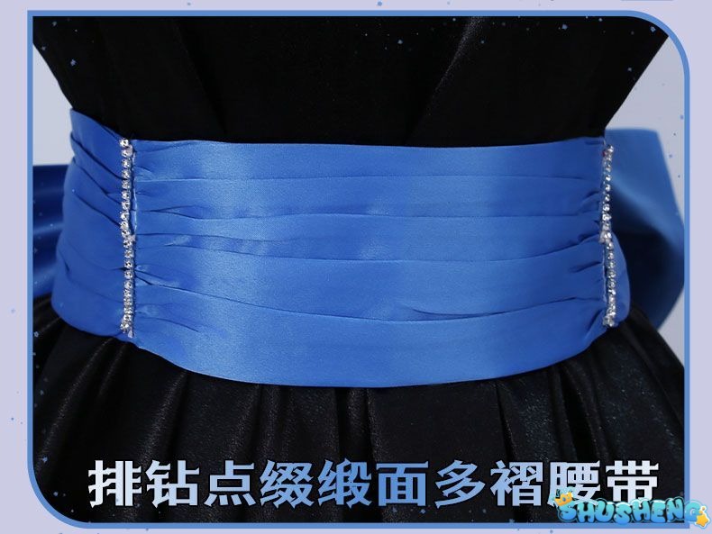 Stocking Anarchy Cosplay Panty & Stocking Black Dress Uniform Long Blue Halloween Party Outfits for Women