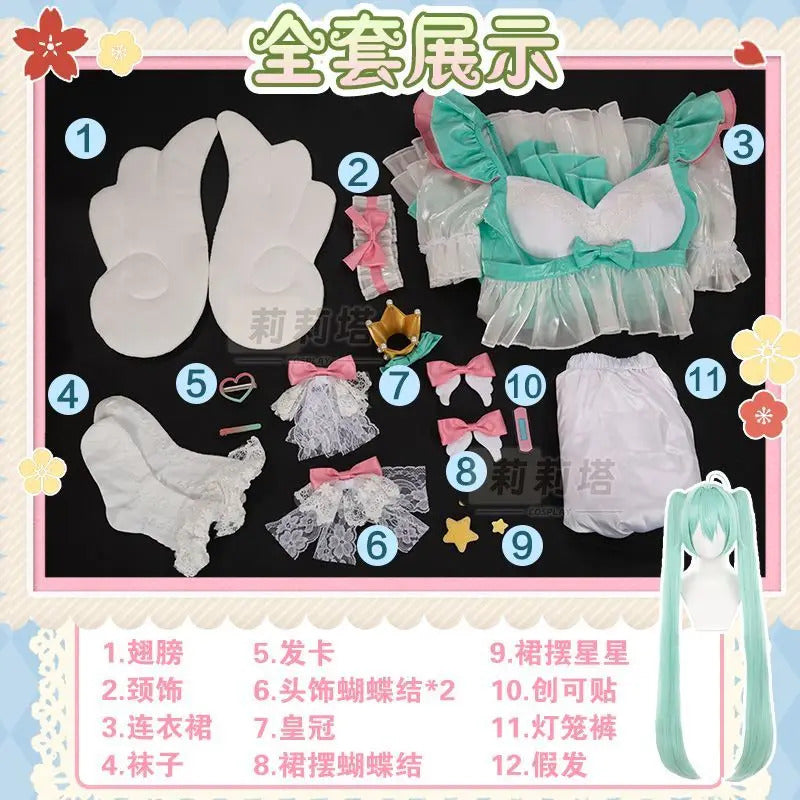 Miku cosplay cute princess Loli dress Miku wig play a full set of dresses for Christmas and Halloween