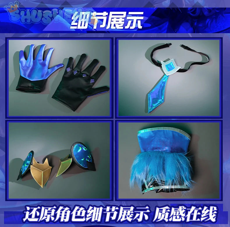 Game LOL battle bat Xayah cosplay costume uniform coat cloak hat gloves women Halloween party Carnival role play outfits