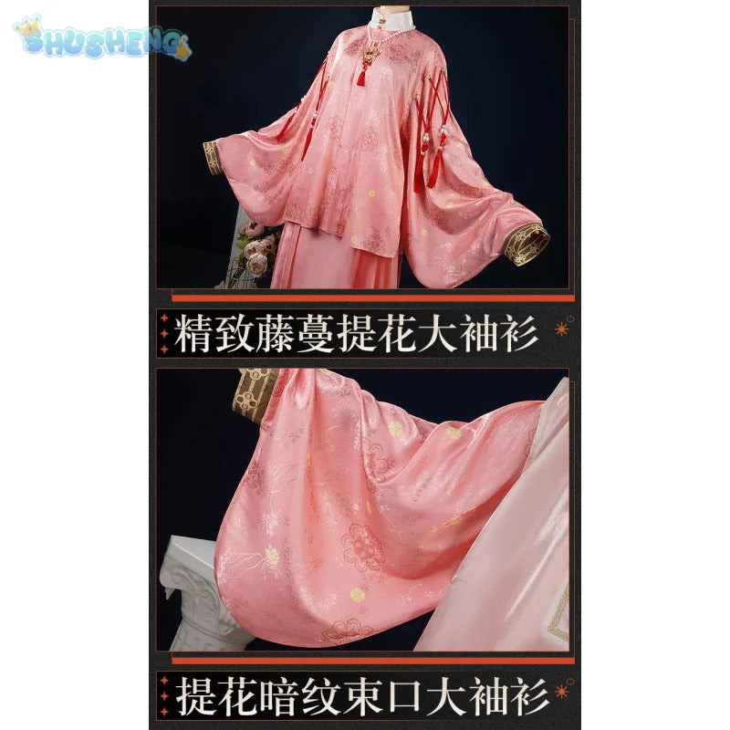 Shusheng-R Game Reverse:1999 Cosplay Sotheby Red line edge Costume Halloween party Chinese style Hanfu accessories props wig Woman Man set