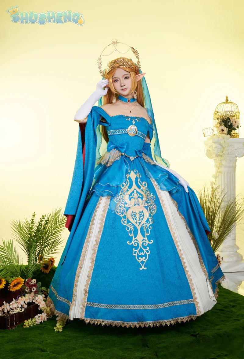 Zelda Cosplay Costume Halloween party wig Elf ears Accessories gorgeous cute Lolita dress Zelda princess Woman set