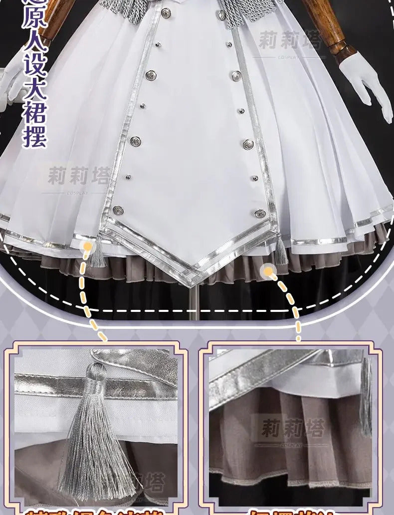 Shusheng-R Tokisaki Kurumi Nightmare Cosplay DATE A LIVE The White Queen Costume Halloween Party Lolita Dress Wig Props Women's Sweet Set