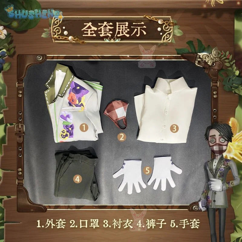 Shusheng-N Game Identity Ⅴ Aesop Carl Embalmer Cosplay Costume Suit, mask, gloves, shirt set Halloween party men's and women's uniforms