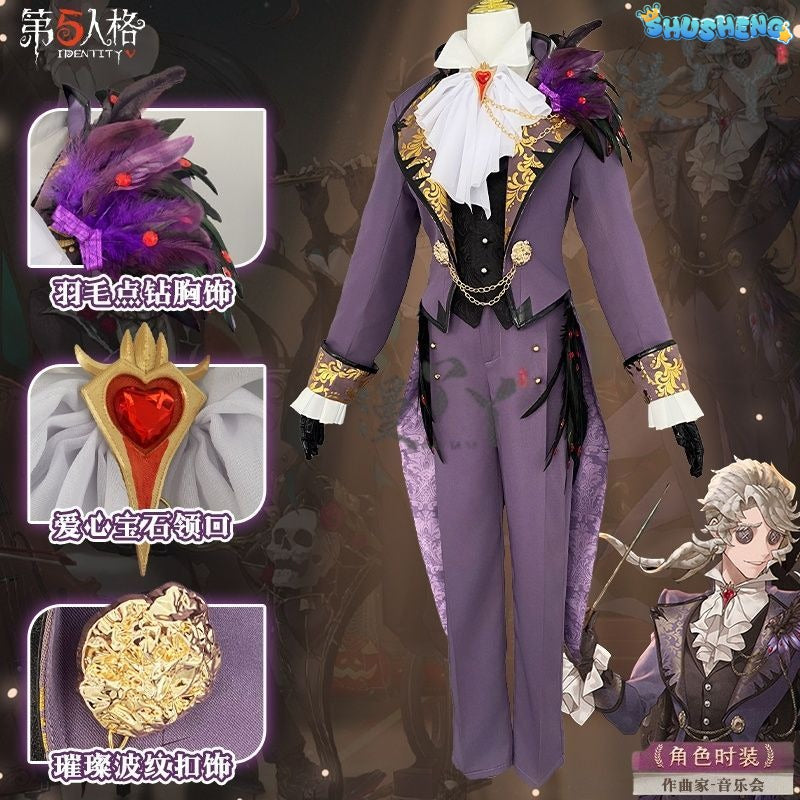 Composer Frederick Kreiburg Cosplay Costume Identity V Game Suit Uniform Cosplay Costume Halloween Party Role Play Outfit Men