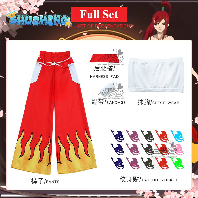 FAIRY TAIL elza Cosplay Costume Tube Top Belt Pants Uniform full set Halloween Loli Clothing for Girl Women