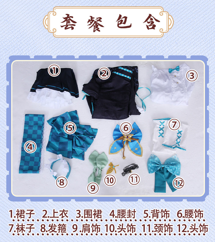 Anime Virtual Idol Pomu Rainpuff Cosplay Costume NIJISANJI EN Lazulight Member Maid Attire Lolita Woman Kawaii Party Suit
