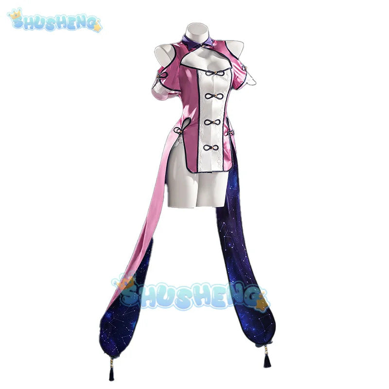 Shusheng-R Anime Date A Live Mukuro Hoshimiya Cosplay Costume Dress Spirit Form Outfit Lilac White Astral Qipao Halloween for Women Girls