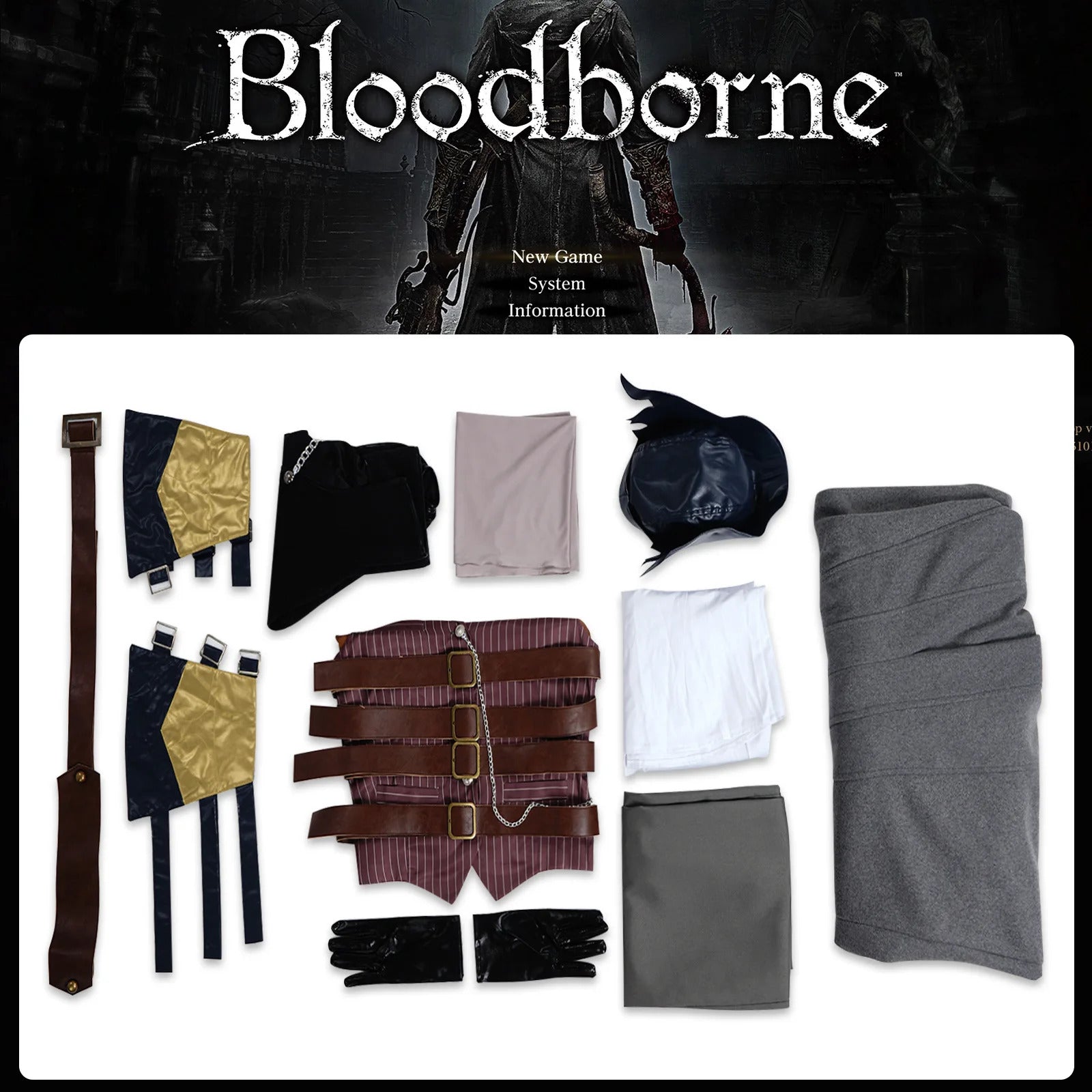Game Bloodborne Gehrman Cosplay Costume Halloween outfits Women Men New Suit Uniform Accessories and props set in stock