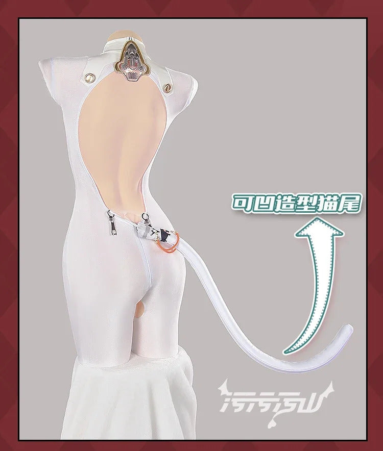Game Azur Lane Admiral Nakhimov Cosplay Costume Women's sexy white tight fitting clothes tail props wig set Halloween uniform