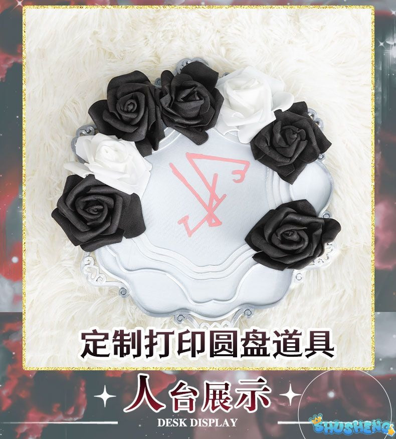 Fiona Gilman Priestess Cosplay Game Identity V Women Costume Black Dress Priestess Crismon Cosplay Wig