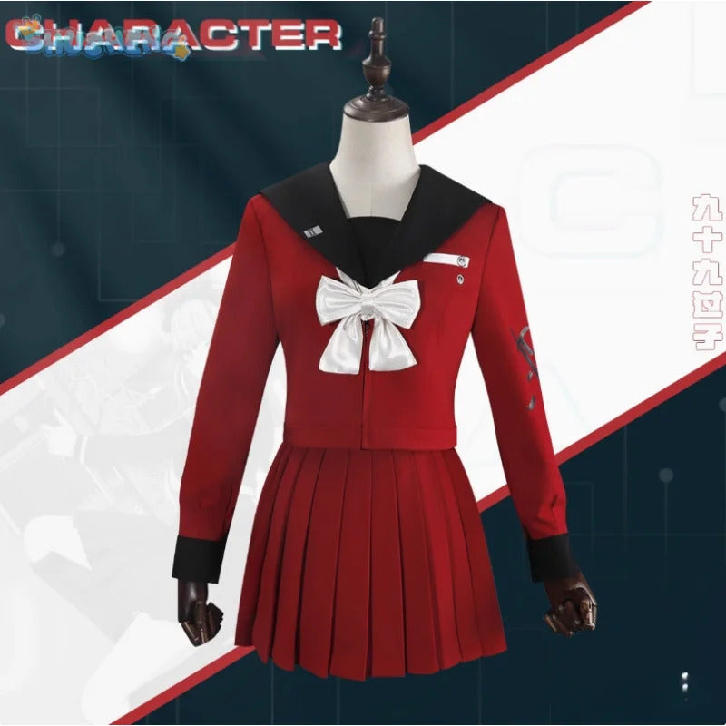 The Hundred Line -Last Defense Academy- Cosplay Tsukumo Kako Costume Red JK Dress Coat Tie Headwear Halloween Men Women Uniform