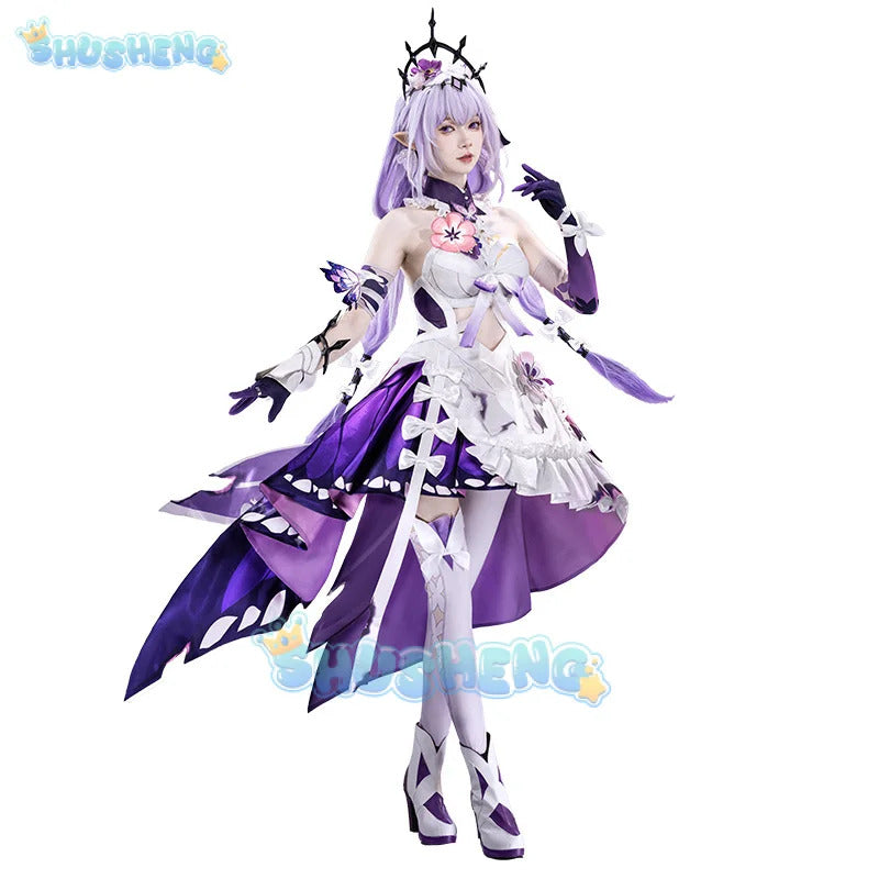 Honkai Star Rail Castorice Cosplay Costume Dress Headwear Luminous Butterfly Props Halloween Party for Women Girls Carnival