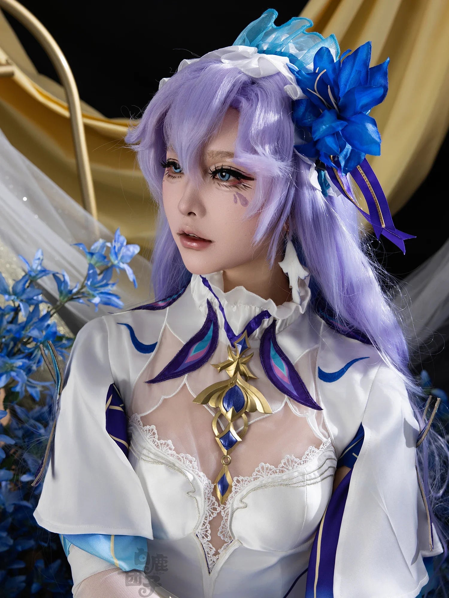 Shusheng-R Wuthering Waves Cantarella Cosplay Costume Wig Dress Headwear Earrings Rinascita Fisalia Family Halloween Party for Women Girls
