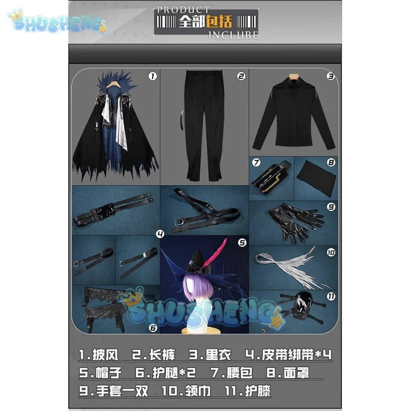 Shusheng Arknights Ulpianus Cape Hat Cosplay Costume Cos Game Anime Party Uniform Hallowen Play Role Clothes Clothing