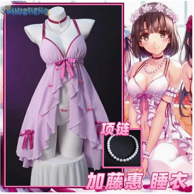 Megumi Kato Saekano: How to Raise a Boring Girlfriend Cosplay Costume Halloween sexy women dress props accessories nightgown set