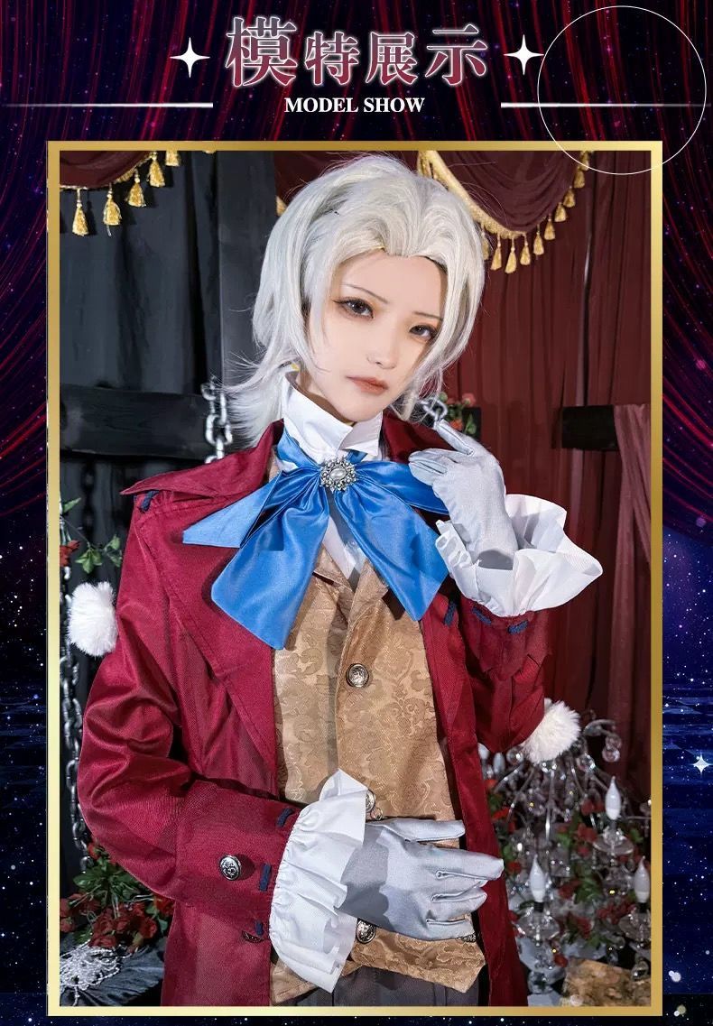 Identity V Anime Game Frederick Kreiburg Cosplay Costume Composer Wig Tailcoat Uniform Coat Adult Man Halloween Carnival Suits