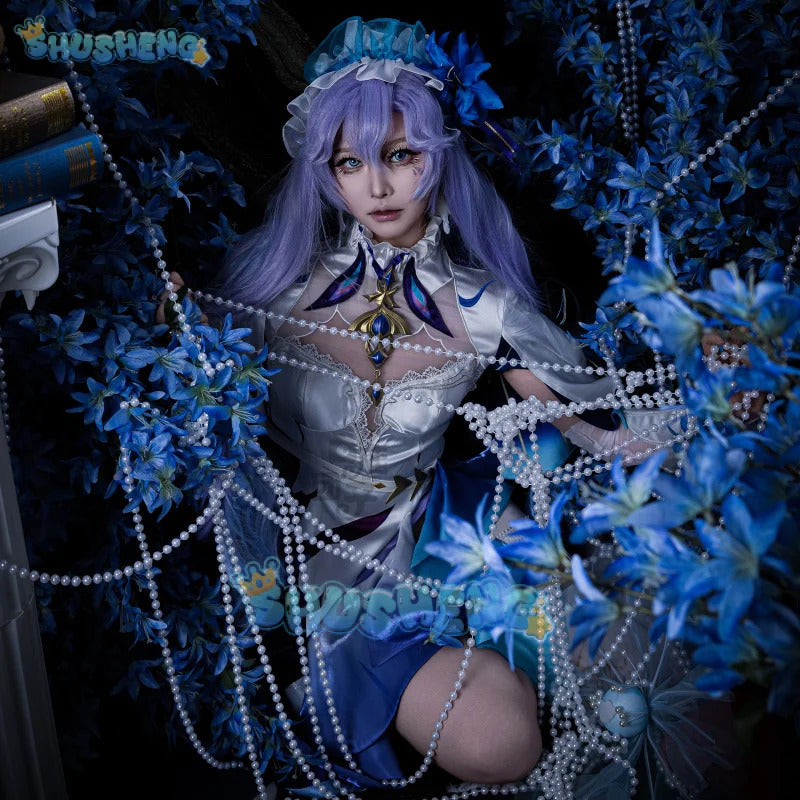 Shusheng-R Wuthering Waves Cantarella Cosplay Costume Wig Dress Headwear Earrings Rinascita Fisalia Family Halloween Party for Women Girls