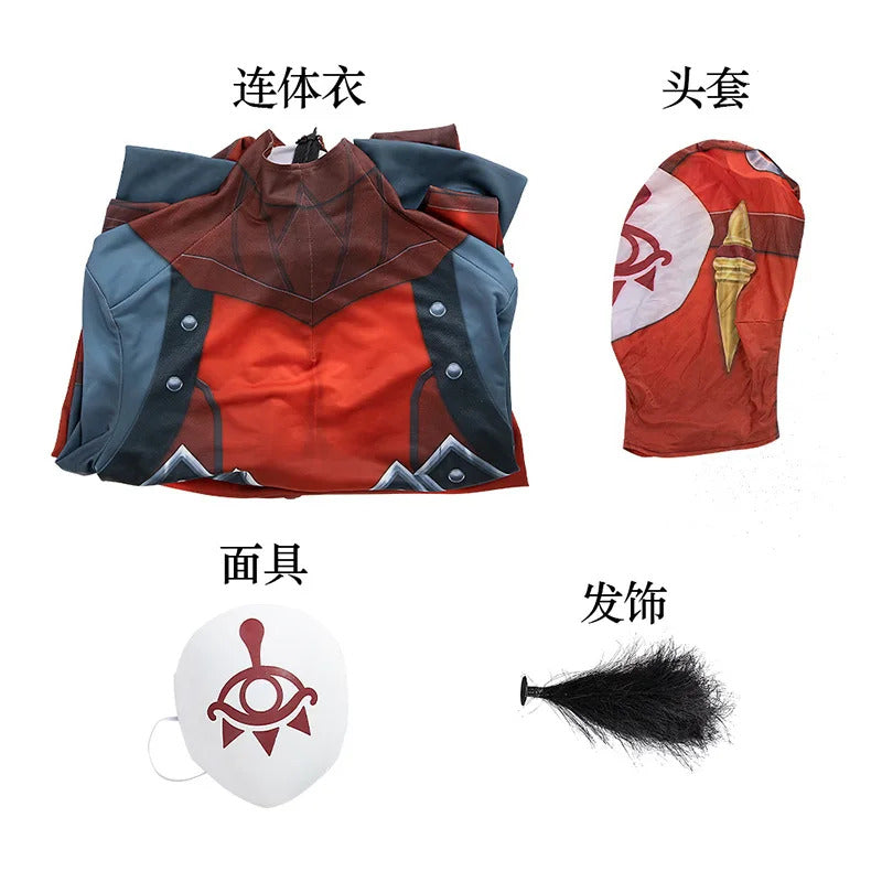 Link Yiga Clan Zelda: Tears of the Kingdom Cosplay Costume Halloween Tight jumpsuit Uniform Men's Fantasy Mask Headset Prop Set
