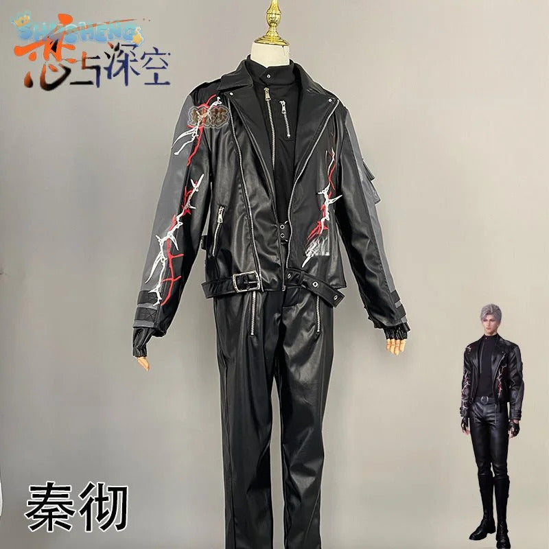 Love and Deepspace Sylus Cosplay Visitors from another world Costume Halloween Carnival Fashion Leather Props Uniform Sylus Set