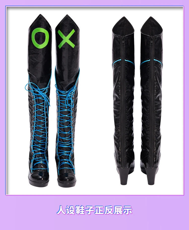 Punchline Cosplay Megamind Alexis Kaye Costume Halloween Carnival Sexy Lady Joker Outfit with Boots Custom Made Women Suit