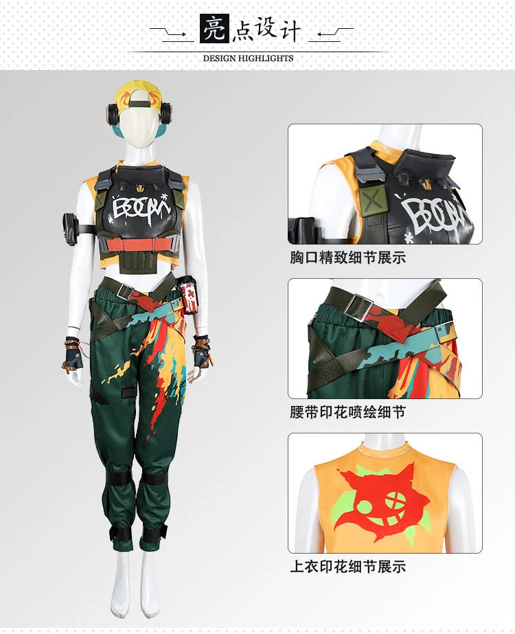 Shusheng Valorant Raze Cosplay Costume Uniform Halloween Carnival Party Christmas Play Role Clothes Clothing for Women