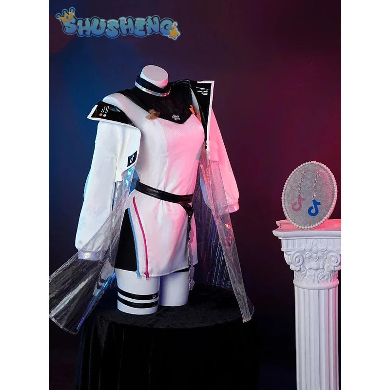 IN STOCK Genshin Impact Yae Miko Cosplay Costume Handsome Leather Jacket Belt Nail Earrings Dress Party Carnival Uniform New Set
