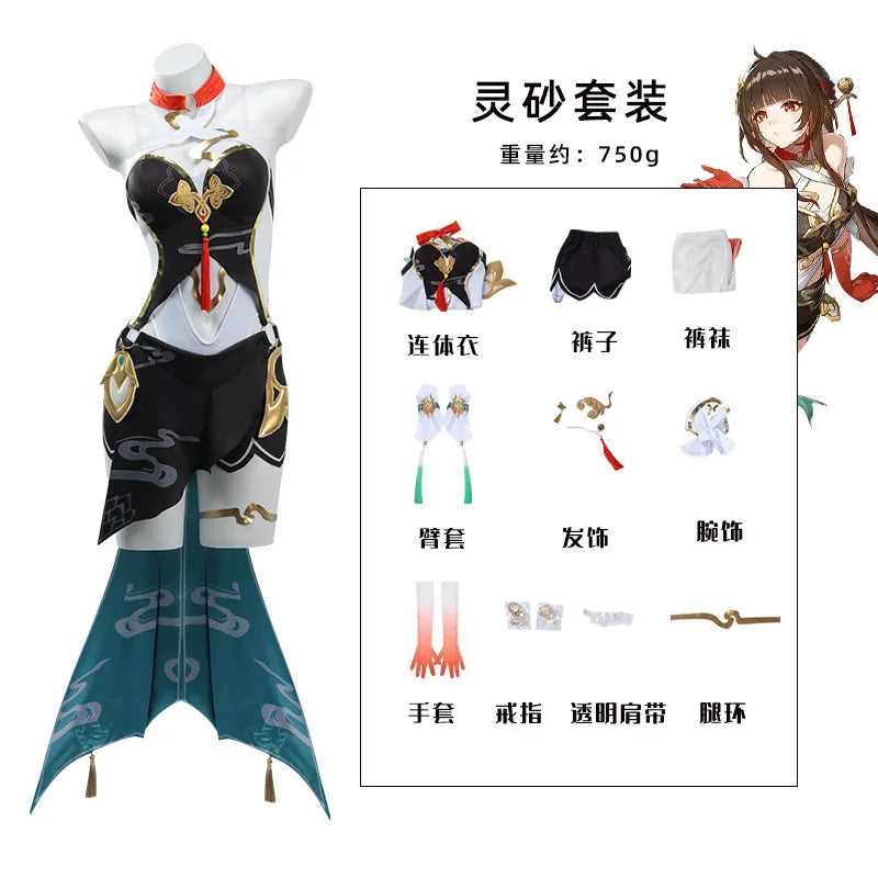Game honkai: Star rail lingsha cosplay anime women fashion costume role play clothing Halloween carnival outfit full set