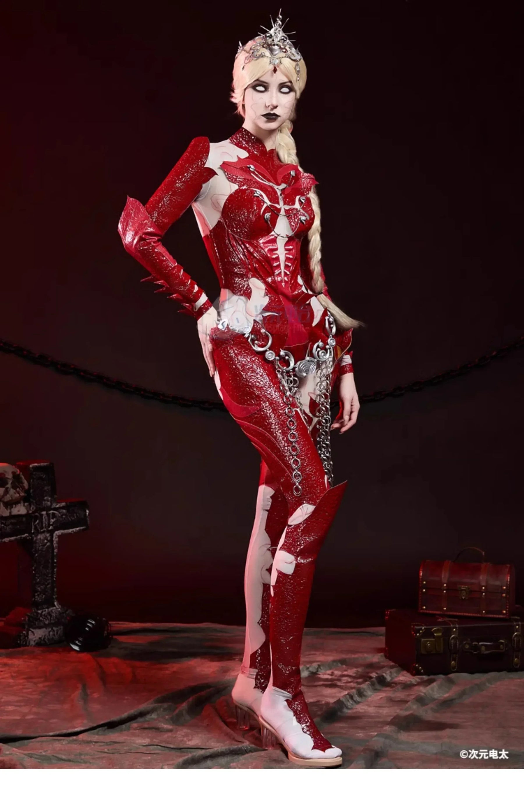 Orin The Red Baldur's Gate 3 Cosplay Costume Halloween party sexy leather blood red jumpsuit armor props wig uniform Woman set