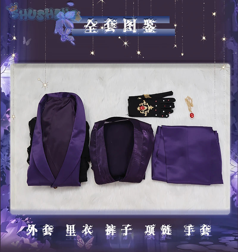 Game Twisted Wonderland Cosplay Vil Schoenheit Costume Tail necklace gloves purple gorgeous sexy dress Halloween uniform XS-XXXL