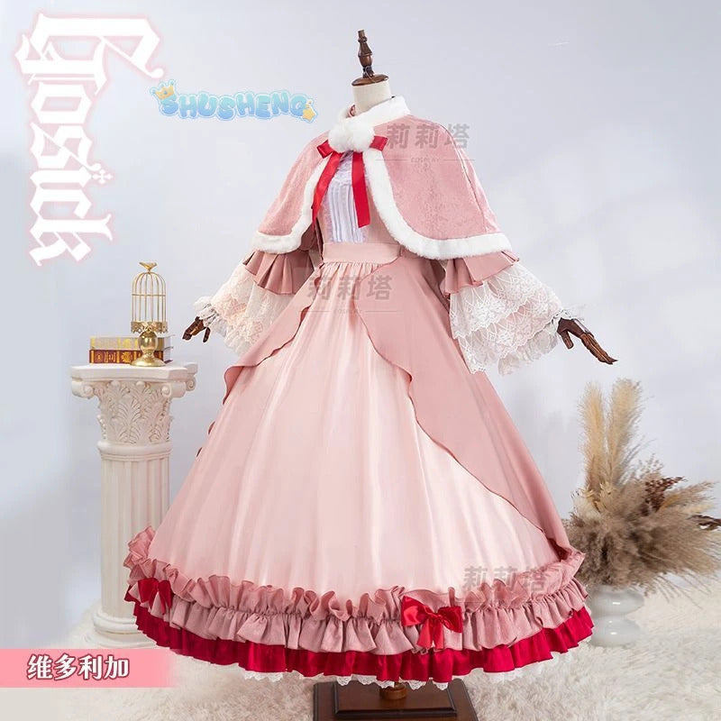 Victoric de Blois Cosplay costume Wig Anise Gosick Pink Dress Maid Lola Uniform Cloak hairpin Halloween Party Girls Women