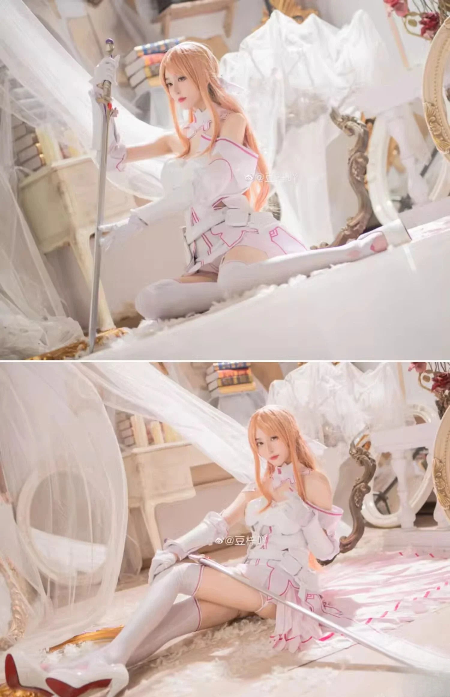 Sword Art Online Yūki Asuna Cosplay Yuuki Asuna SAO Costume Women Dress High Quality Uniform Headwear Gloves Armor Halloween Set