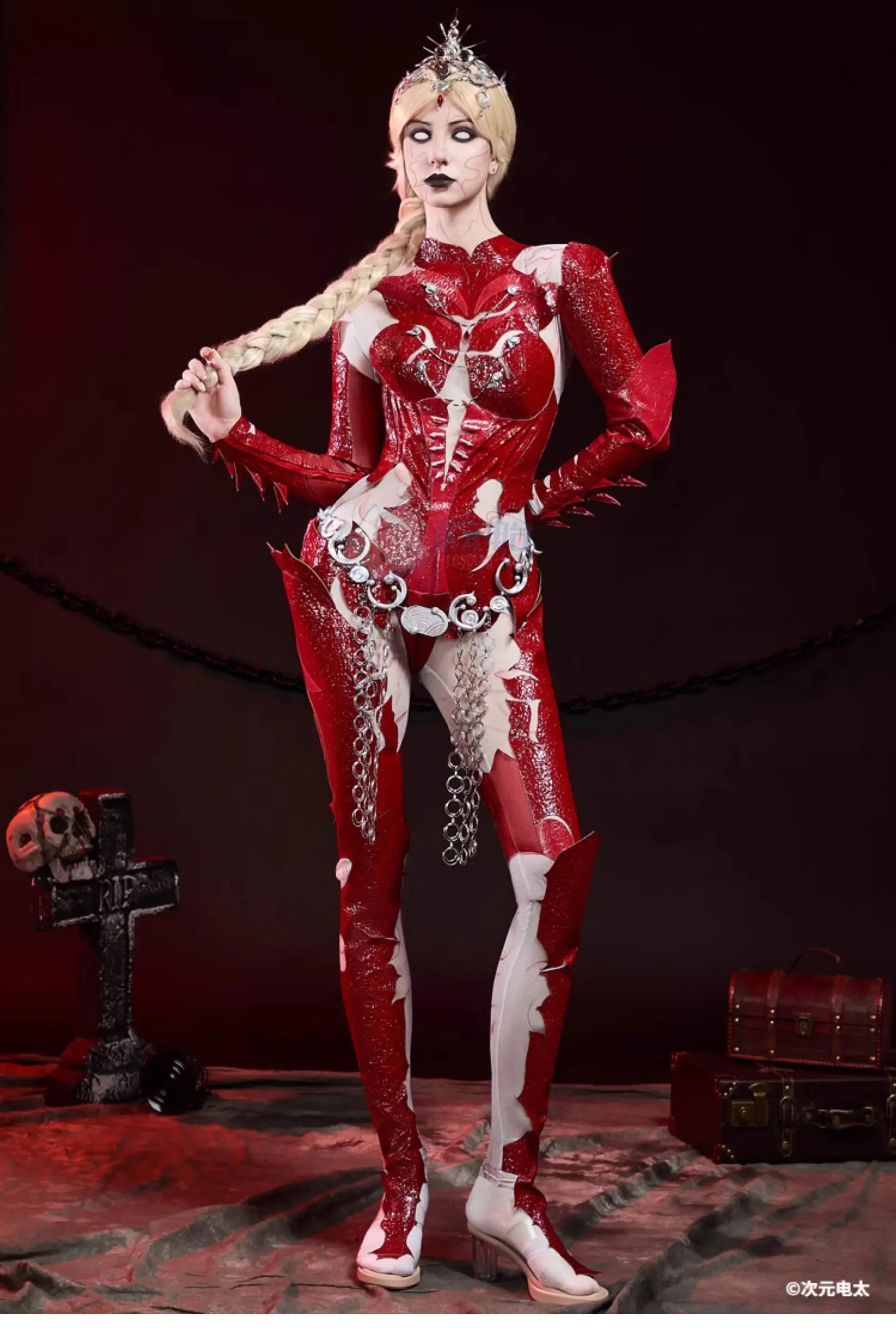Orin The Red Baldur's Gate 3 Cosplay Costume Halloween party sexy leather blood red jumpsuit armor props wig uniform Woman set