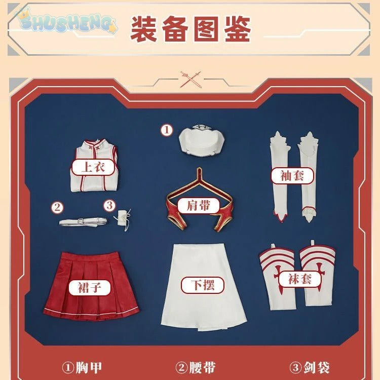 Yuuki Asuna Cosplay Anime Sword Art Online Yūki Asuna Cosplay Costume Woman Roleplay Halloween Uniforms Sets Wig Shoes Dress