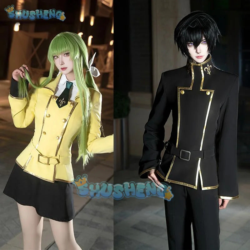 Anime Lelouch Lamp Rouge Cosplay Costume Nezuko Cosplay Code Geass CC Cosplay Halloween Uniform Girls School Dress