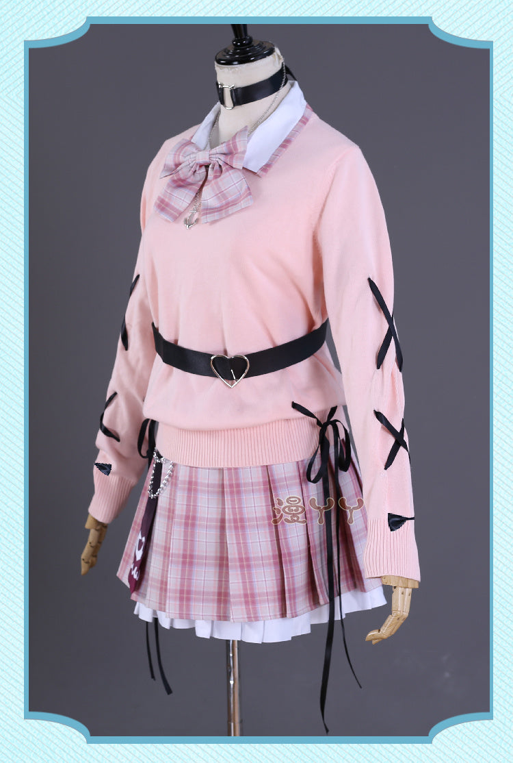 Anime Virtual YouTuber VTuber Minato Aqua Cosplay Costume Hololive Girls Aqua JK Pink School Uniform Cute Bowknot Halloween Suit