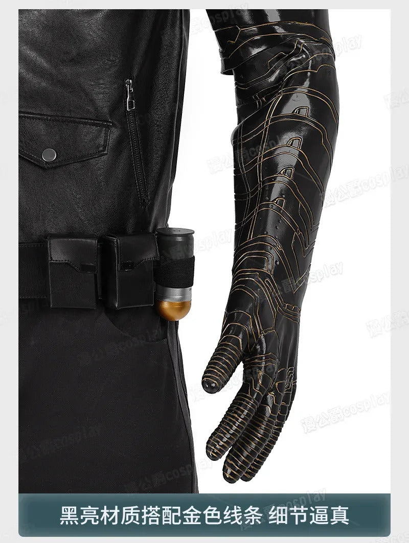 Thunderbolts Bucky Barnes Cosplay Winter Soldier Costume Halloween Men's Fantasy Uniform Coat Props Shoes Accessories Net Set