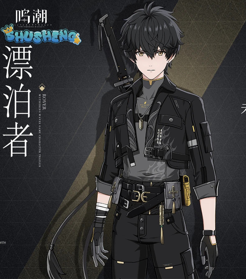 Wuthering Waves Rover Cosplay Costume Wig Male Uniform Main Character Resonator Necklace Halloween Party Women Men Props