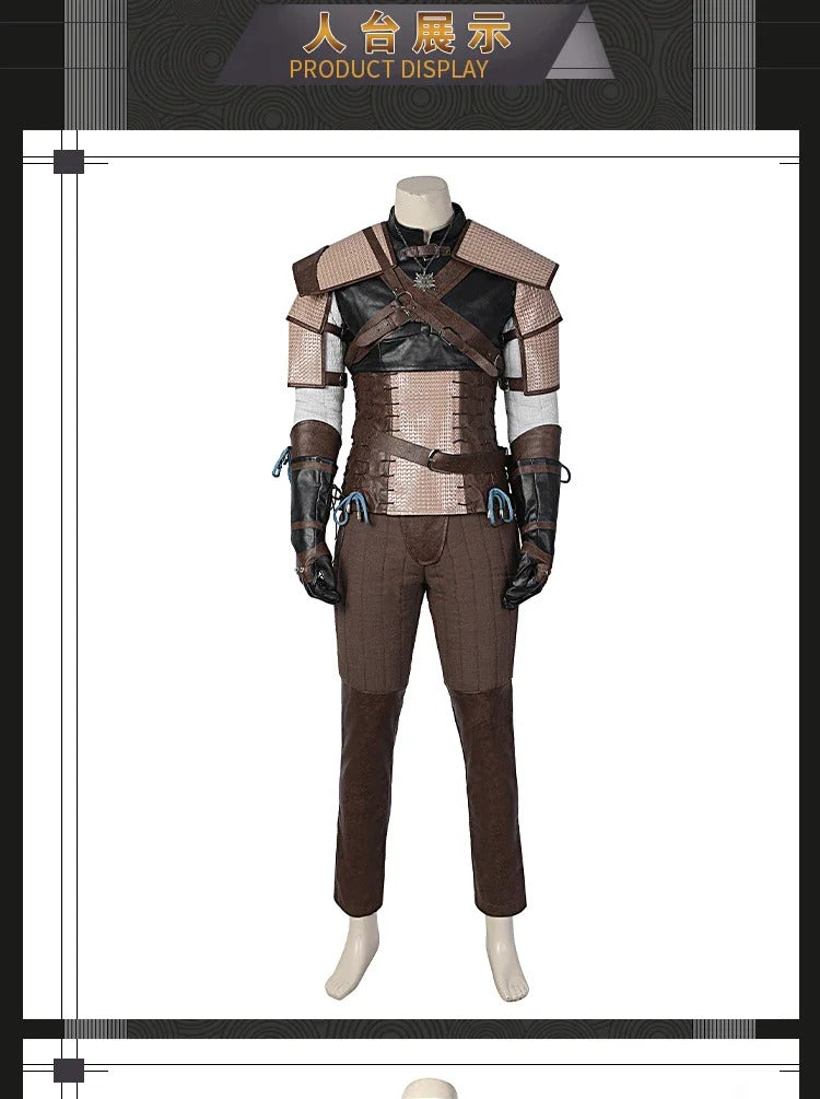 Witcher 3:Wild Hunt Geralt Cosplay Geralt of Rivia Costume Men Vest pants jacket armor belt gloves full set Halloween uniform