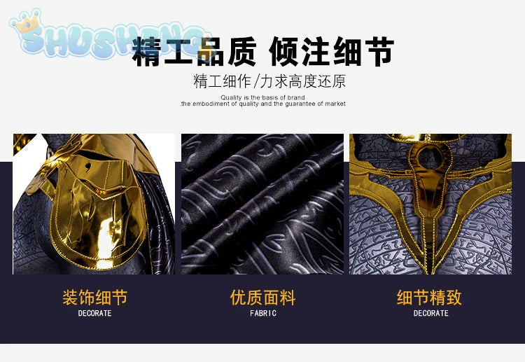 Movie Black Adam Cosplay Teth-Adam Costume Doctor Cos Fate Jumpsuit Headwear Cloak Halloween Party Men Combat Uniform Set