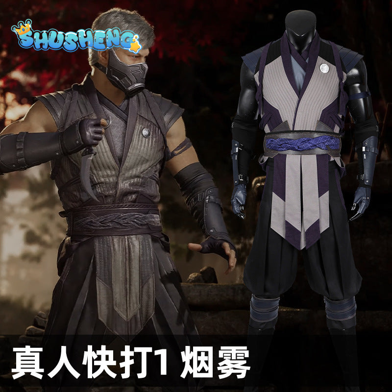 Mortal Kombat 1 Smoke Cosplay Costume Fighting Uniform With Mask Full Set Adult Men Smoke Costume Suit Custom Made
