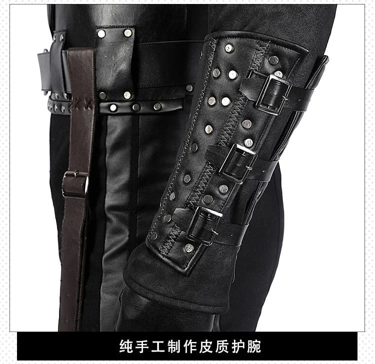 Witcher 3:Wild Huntc Geralt Cosplay Geralt Costume Handsome leather men set accessories props complete Halloween party uniform