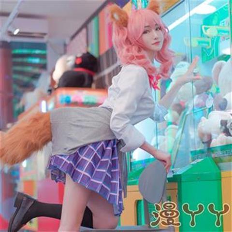 Game Fate Grand Order Fate Extella Tamamo No Mae School Uniform Cosplay Costume Wig